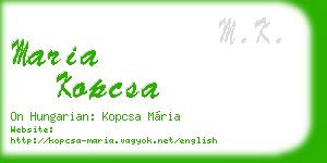 maria kopcsa business card